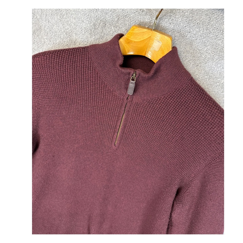 Marine Layer Re-Spun Quarter Zip Pullover Sweater Men Size S Burgundy Holiday 22